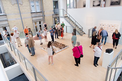Visitors in the exhibition space