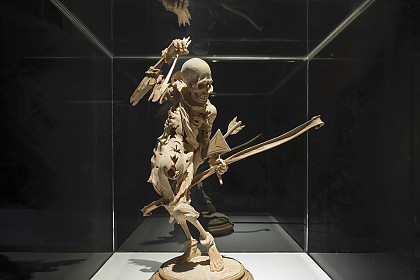 A so-called skin skeleton with bow and arrow as a symbol of the suddenness of death